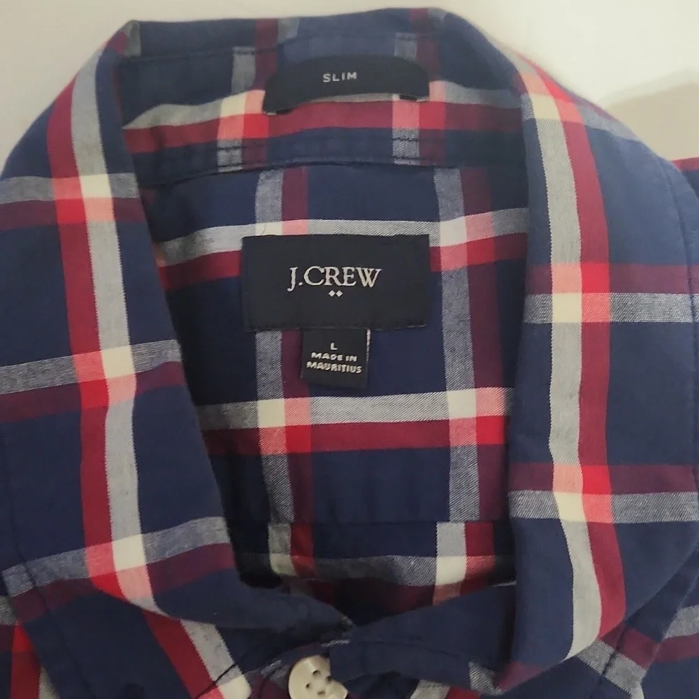 J. Crew Men's Plaid Button Down Shirts Slim Fit Size Large